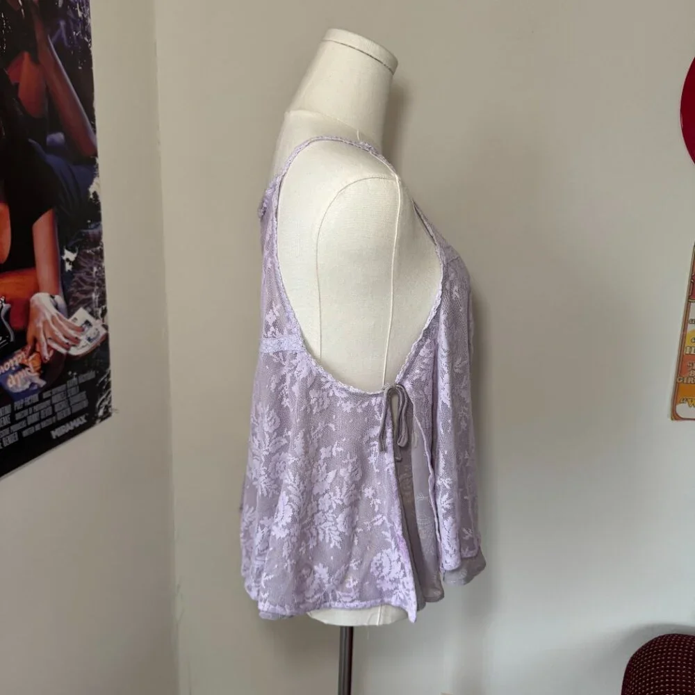 Free People Light Lavender Lacey Tank Top Blouse - Picture 7 of 11
